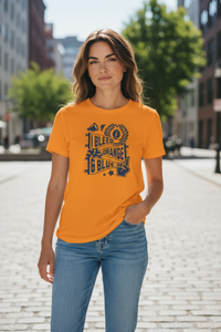Carterville Lions “I Bleed Orange & Blue” T-Shirt Bright Orange Team Spirit Tee