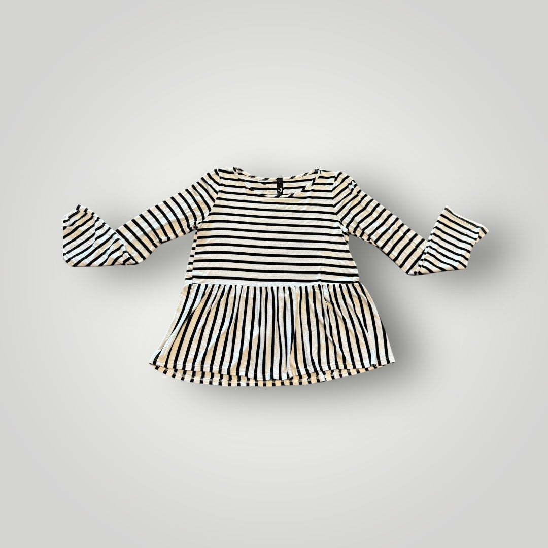 🖤 Ing. Black & Cream Striped Peplum Top Size Small