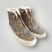 Sperry Leopard Print Fur-Lined High Top Sneakers Size 9