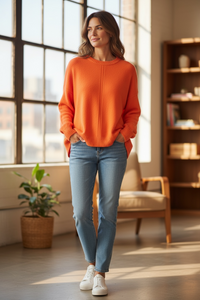 Orange Zenana Sweater Premium Boutique Pullover