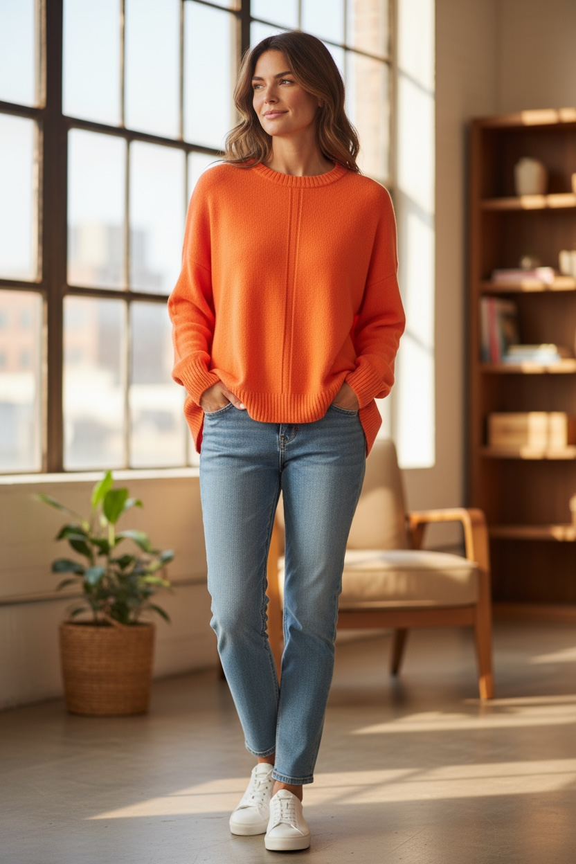 Orange Zenana Sweater Premium Boutique Pullover