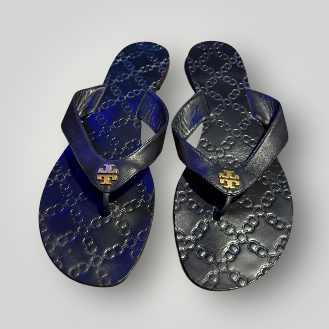 Tory Burch Black Logo Sandals Size 10.5
