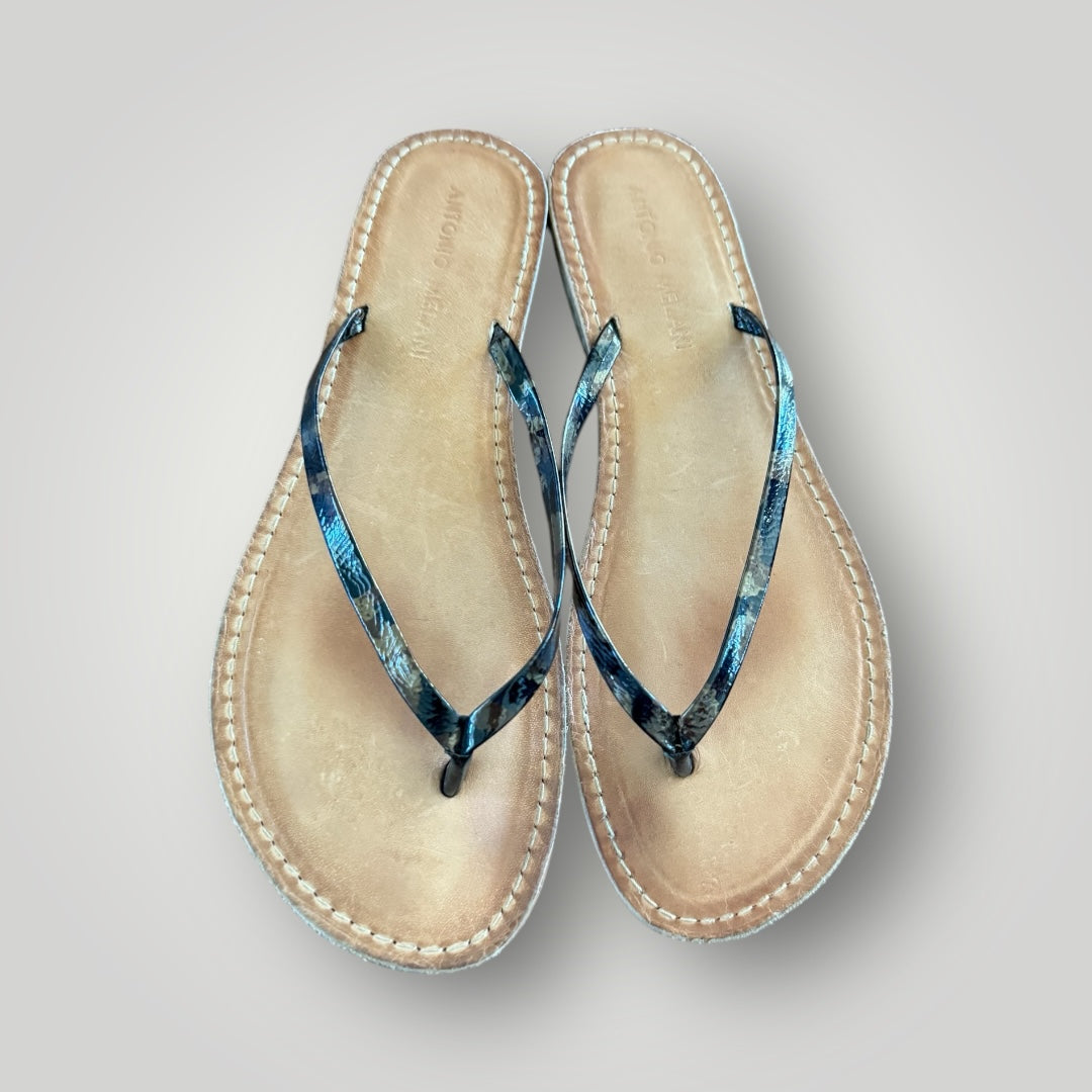 Antonio Melani Blue Marble Flip Flop Sandals Size 8