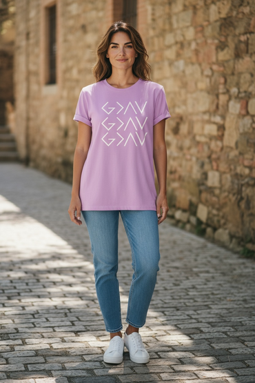God Is Greater Than the Highs and Lows T-Shirt Lilac Faith Tee