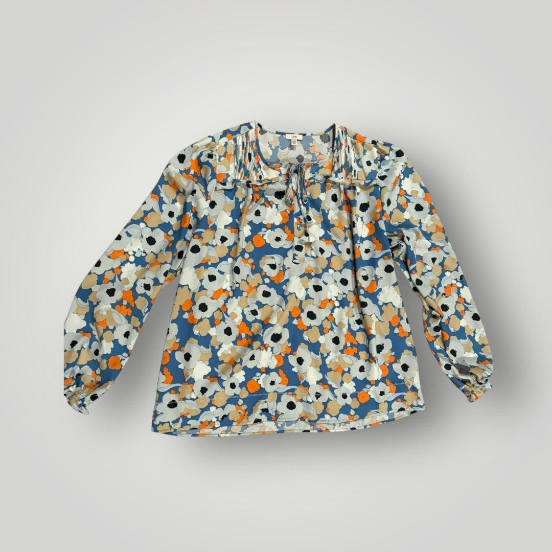 Joie Floral Ruffle Neck Blouse Size Medium