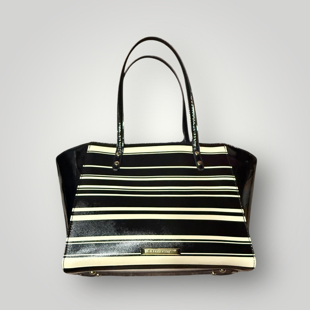 Anne Klein Black & White Striped Tote Bag