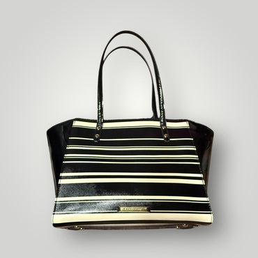 Anne Klein Black & White Striped Tote Bag
