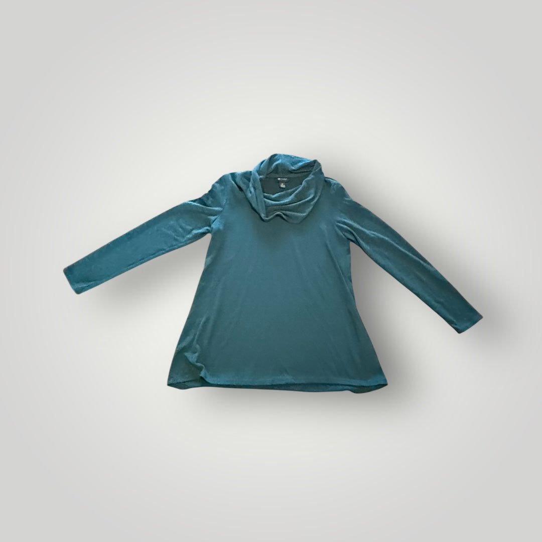 AB Studio Teal Cowl Neck Long Sleeve Top Size Medium