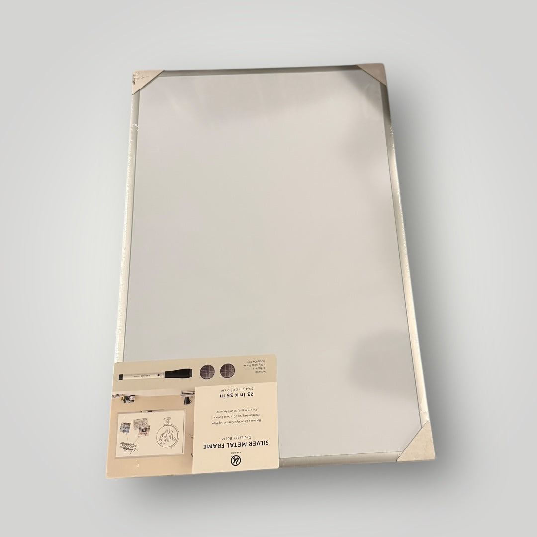 NEW Silver Metal Frame Dry-Erase Board (23” x 35”)