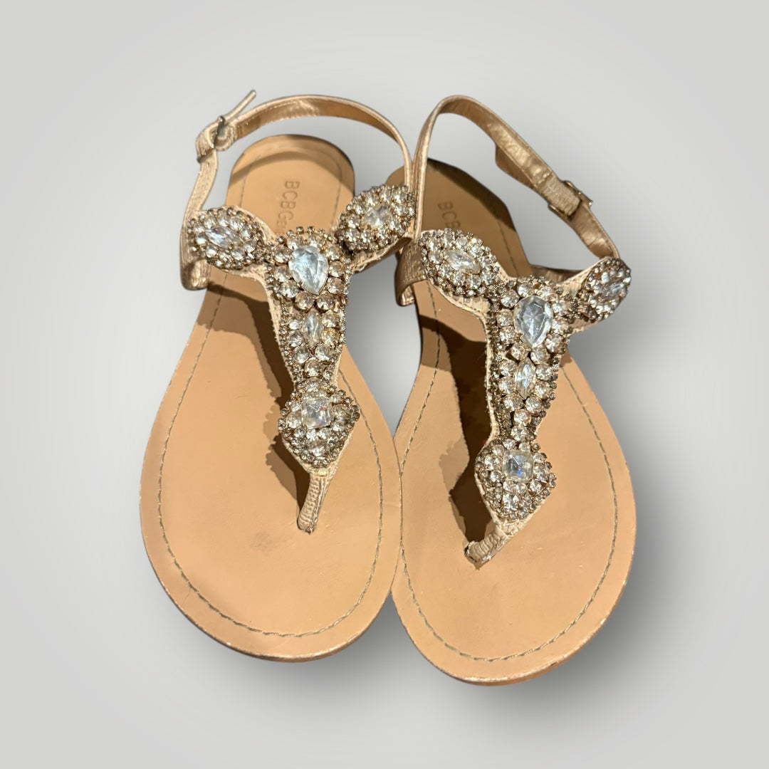 BCBGeneration Rhinestone T-Strap Sandals Size 6.5