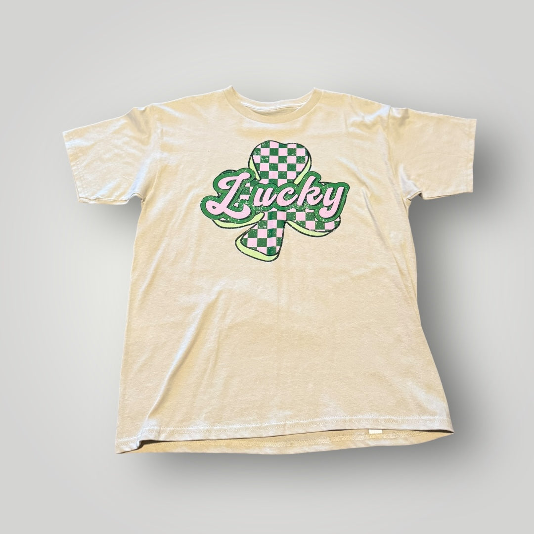NEW Custom “Lucky” Shamrock Graphic Tee Size Youth XL