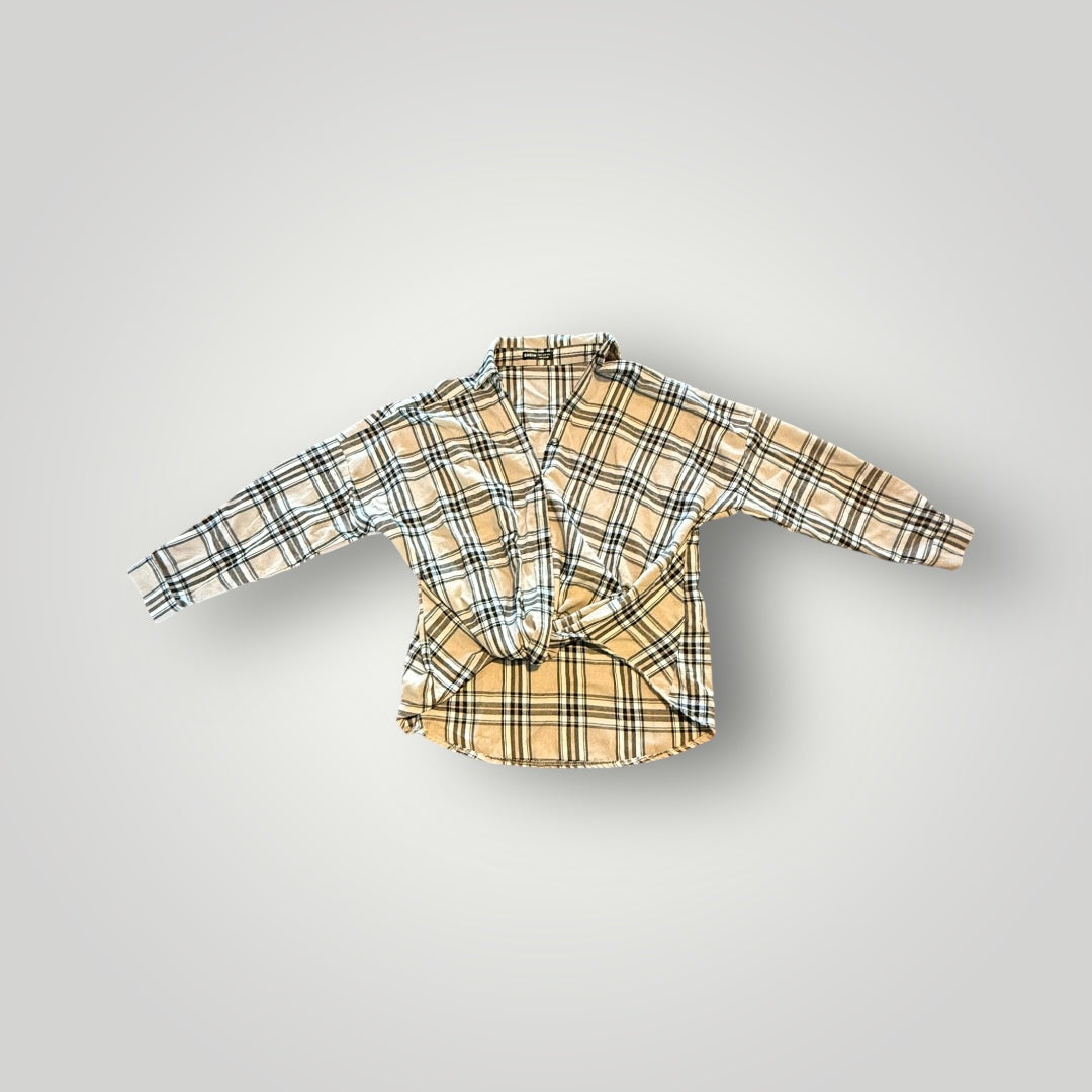 Shein Plaid Twist-Front Top Size Medium