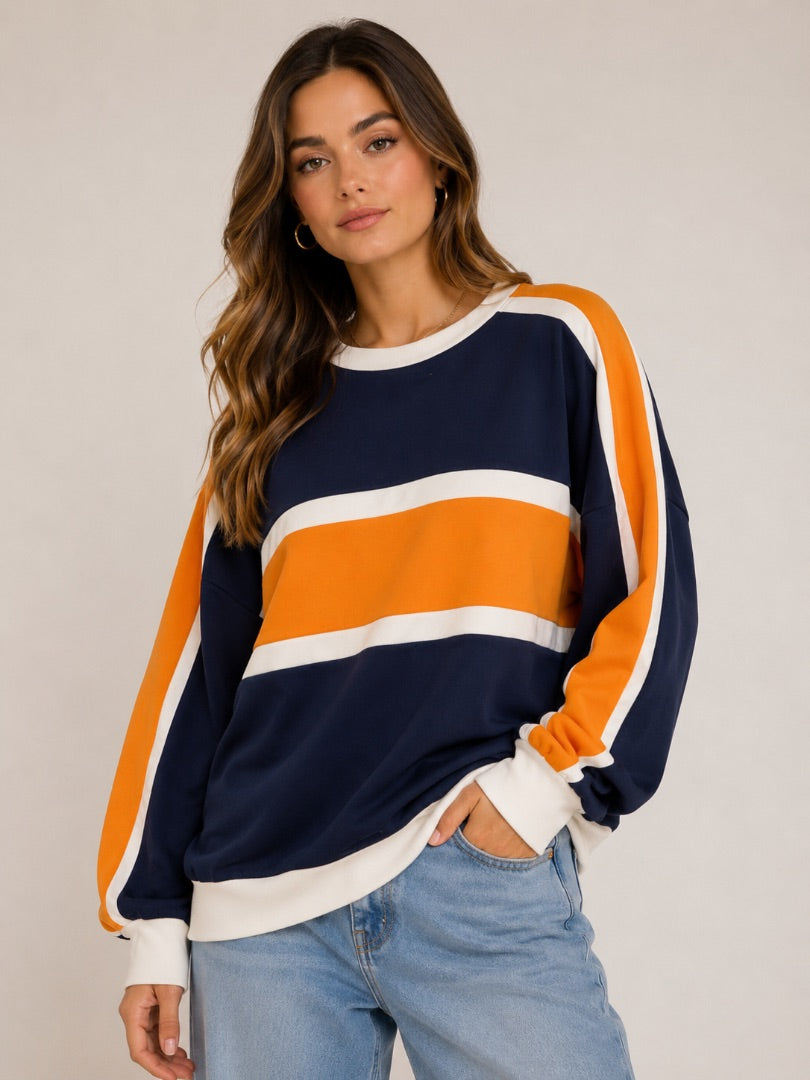Orange/Blue Bibi Women-Tops, Large