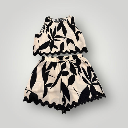SHEIN Black & White Leafy Two Piece Set NEW size Large