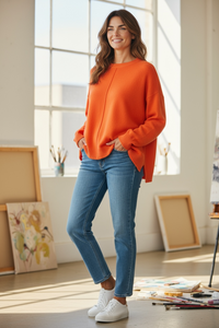 Orange Zenana Sweater Premium Boutique Pullover