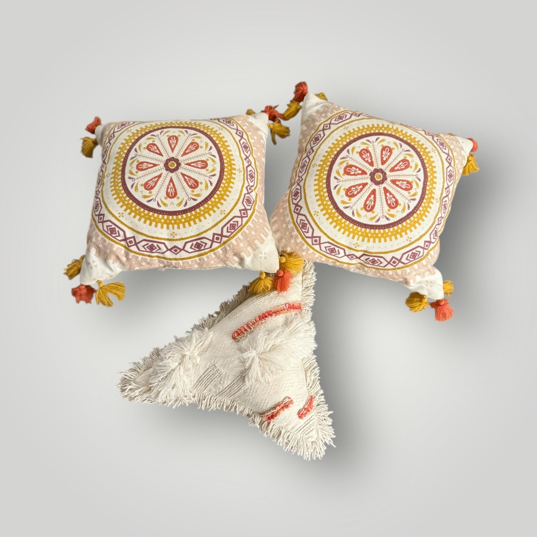 Set of 3 Boho Accent Pillows