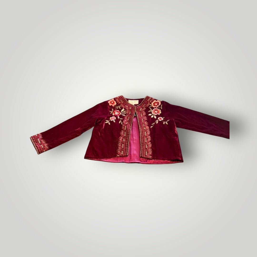 Qaliy Embroidered Velvet Jacket Size Medium