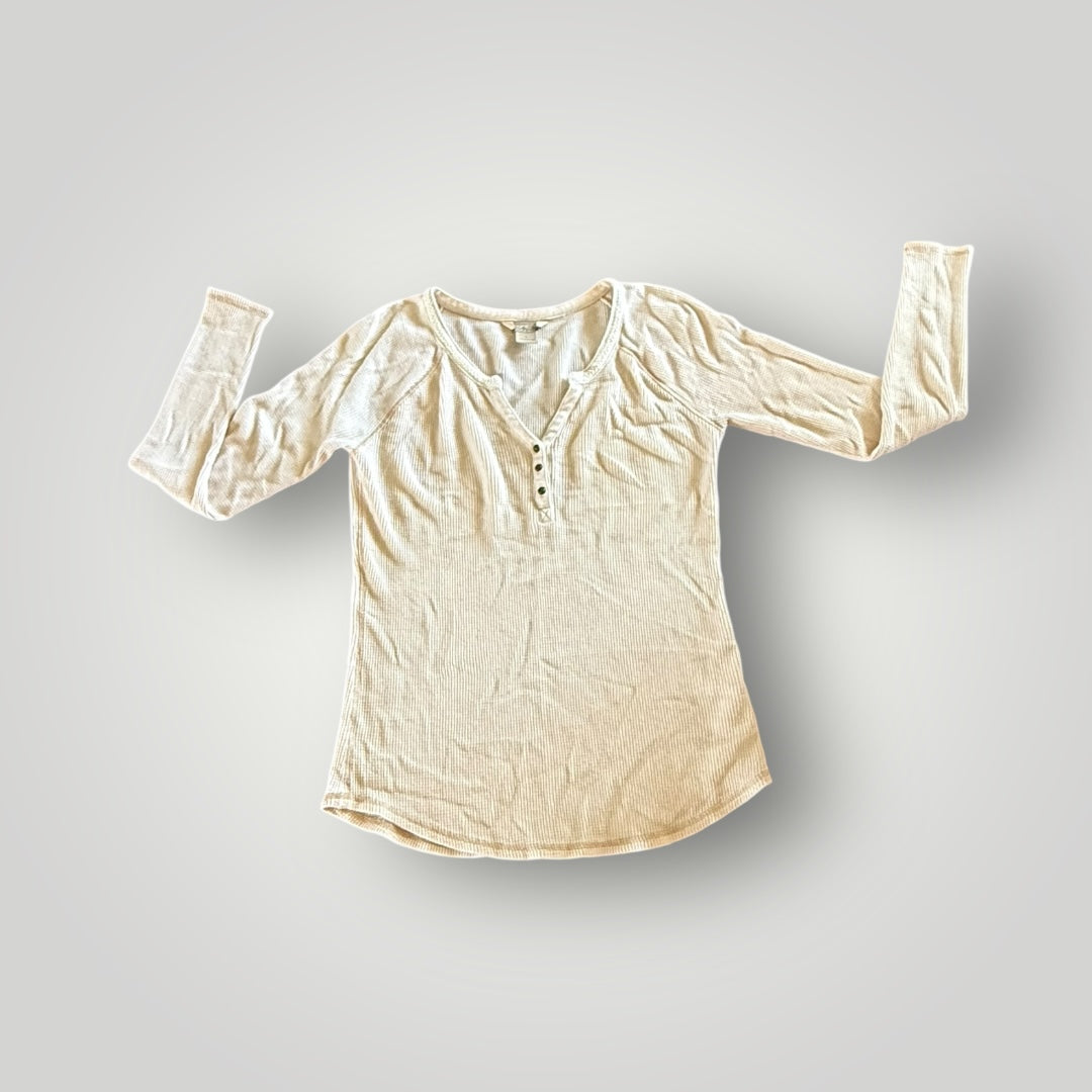 SO Beige Henley Long Sleeve Top Size Small