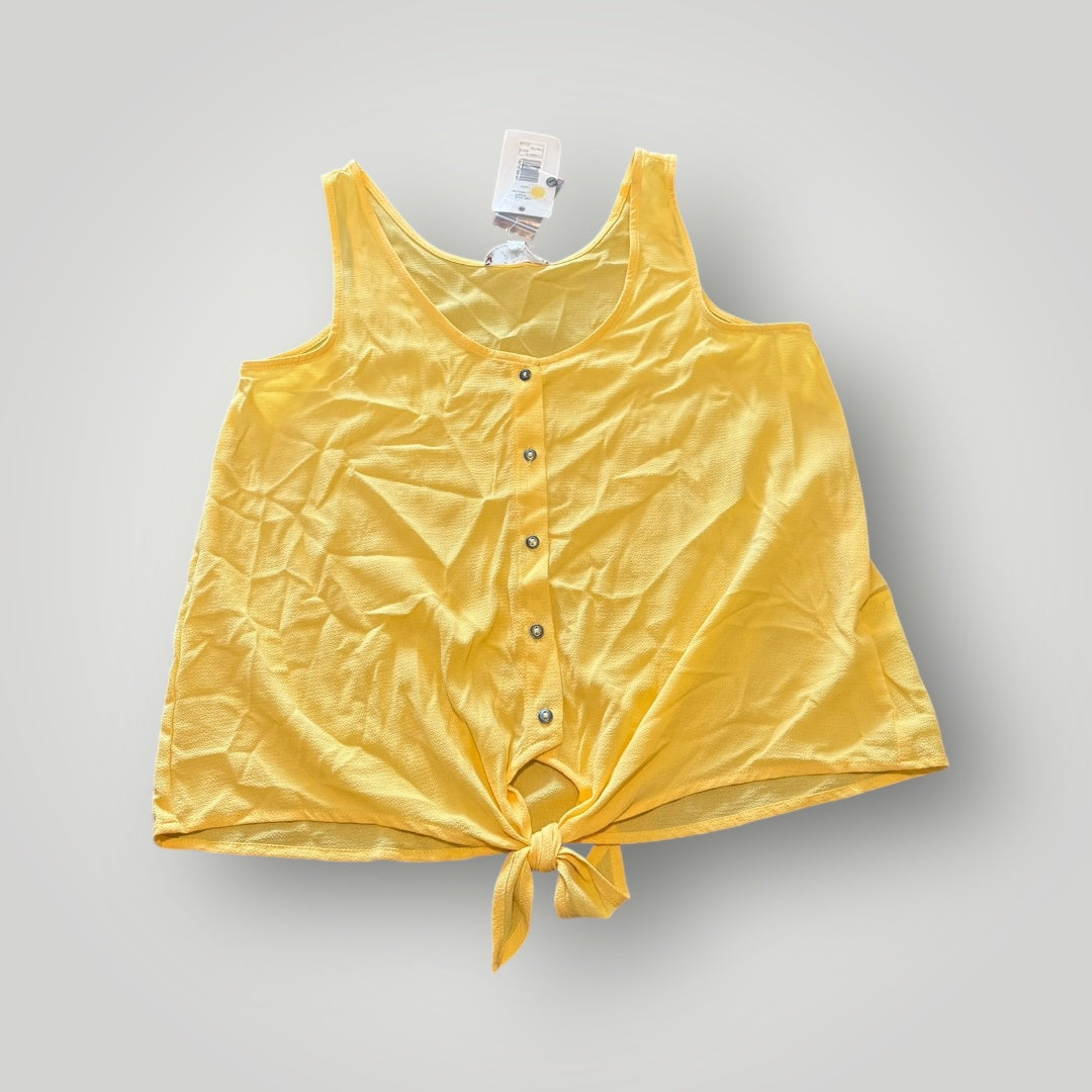 Pink Rose Sunny Yellow Tie Front Tank – L (NWT)