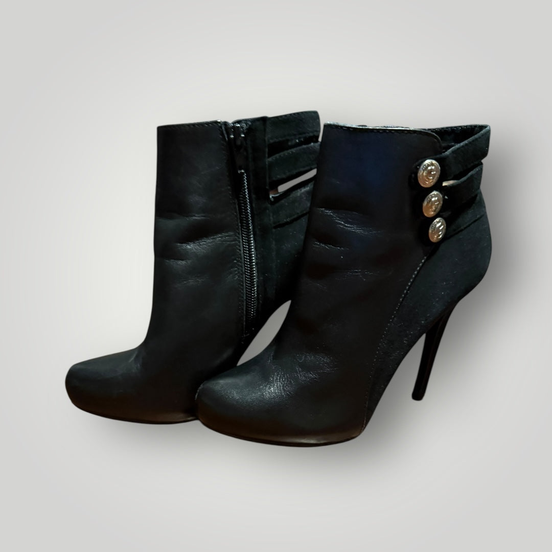 Guess Black Button-Detail Heeled Booties Size 7
