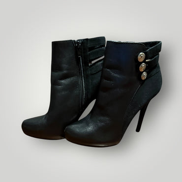 Guess Black Button-Detail Heeled Booties Size 7