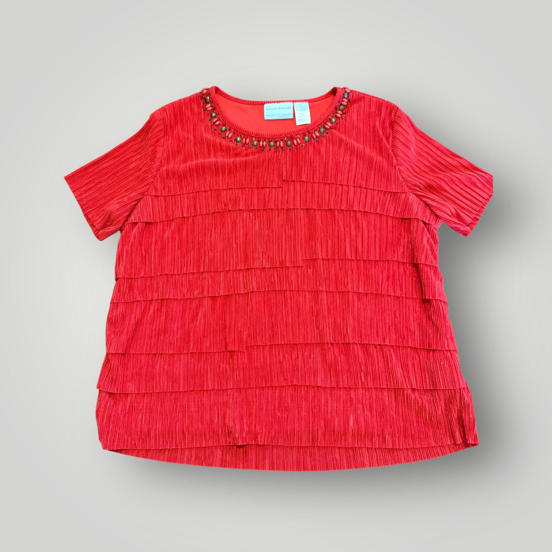 Alfred Dunner Embellished Tiered Blouse Size Large