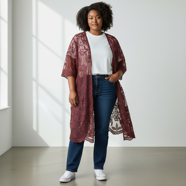 Catherine’s Sheer Embroidered Kimono Size 2X