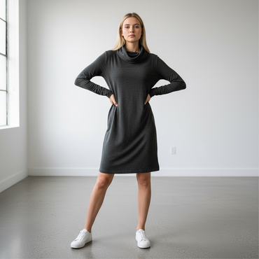 Dalia Charcoal Cowl Neck Sweater Dress Size Medium