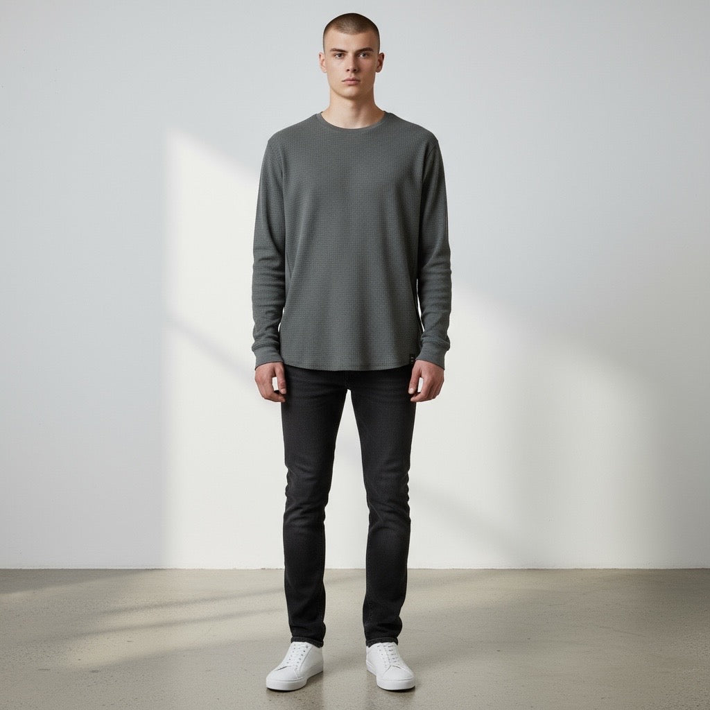 Lucky Brand Long Sleeve Waffle Knit Top Size Medium