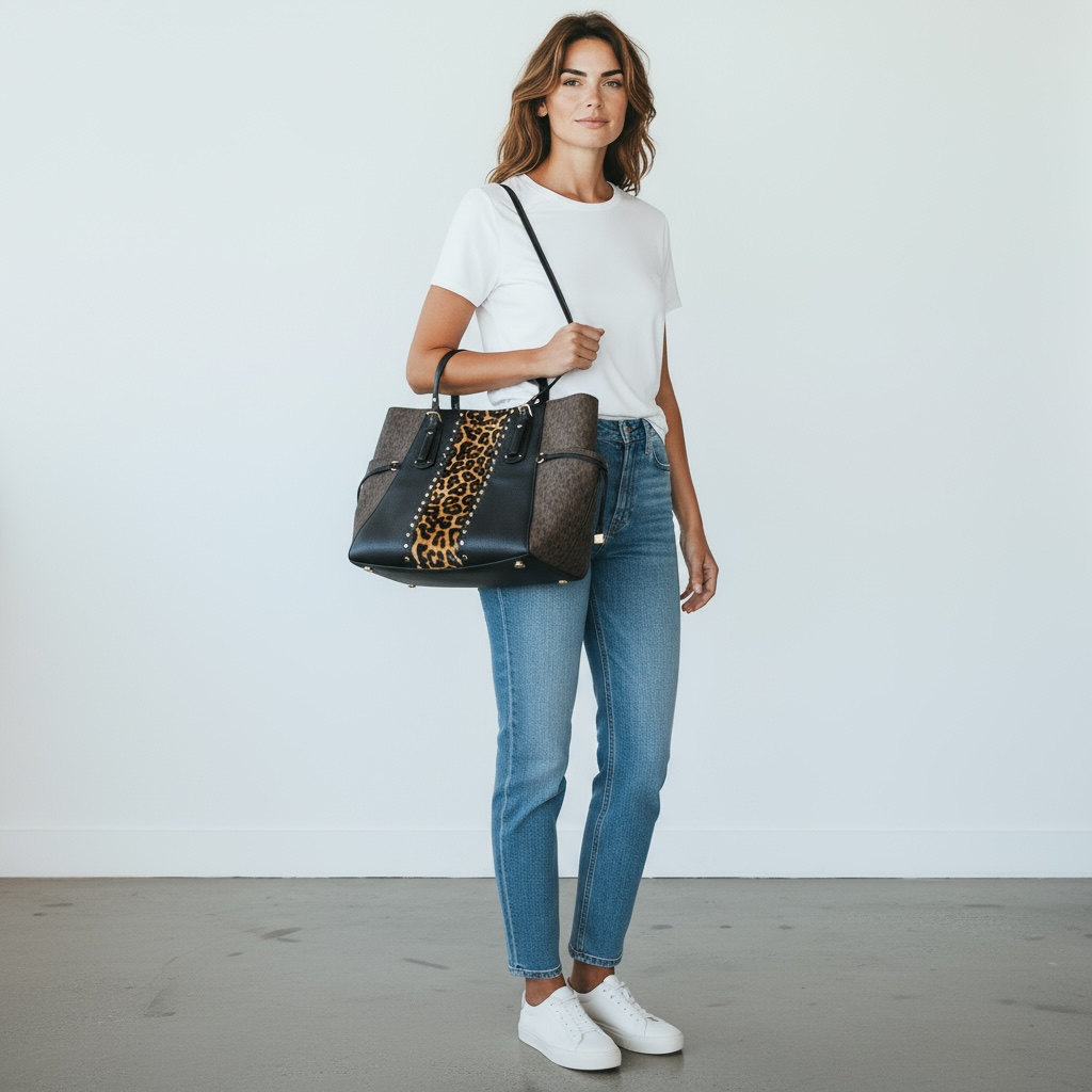 Michael Kors Studded Leopard & Signature Tote