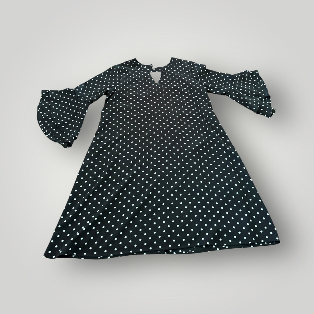NAIF Black & White Polka Dot Bell Sleeve Dress Size XL