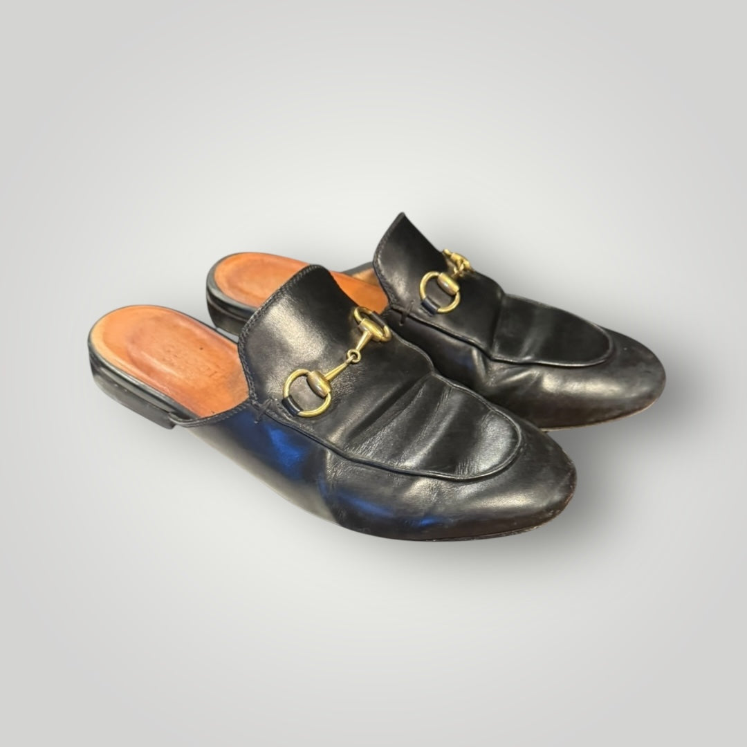 Gucci Princetown Leather Horsebit Mules Black Size 35.5