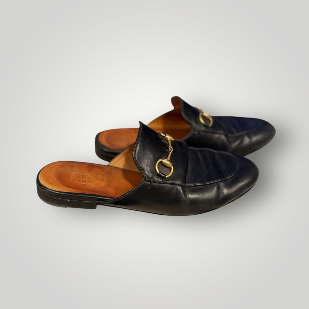 Gucci Princetown Leather Horsebit Mules Black Size 35.5
