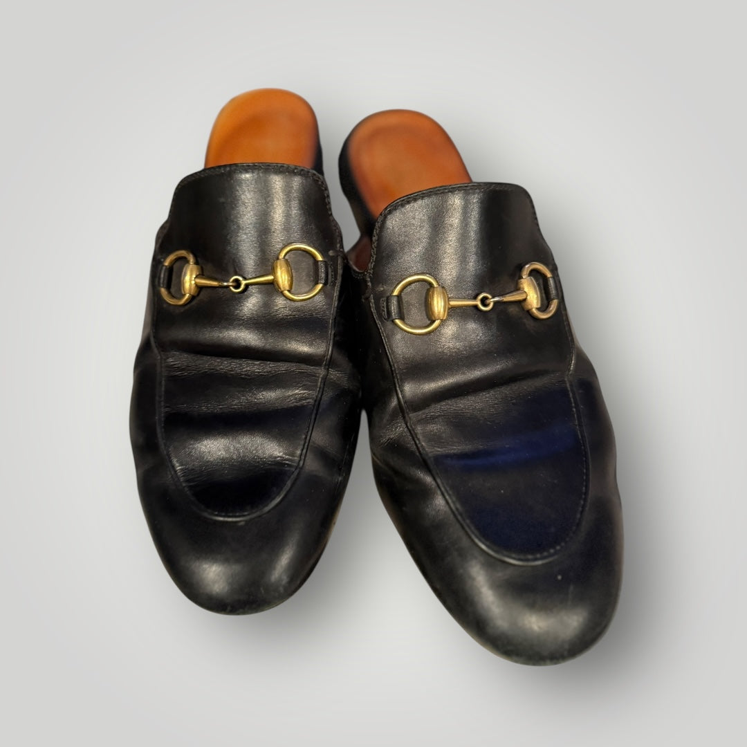 Gucci Princetown Leather Horsebit Mules Black Size 35.5