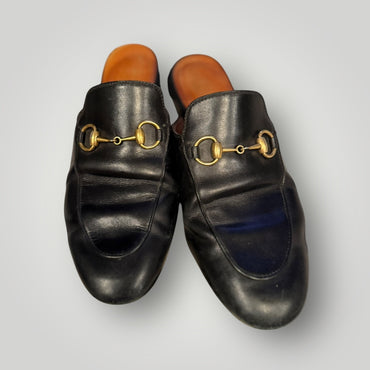 Gucci Princetown Leather Horsebit Mules Black Size 35.5