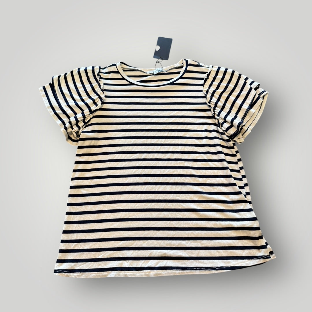 Green Envelope Striped Puff Sleeve Top Size Large