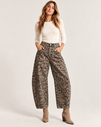 Metamorphosis High-Rise Leopard Utility Barrel Jeans