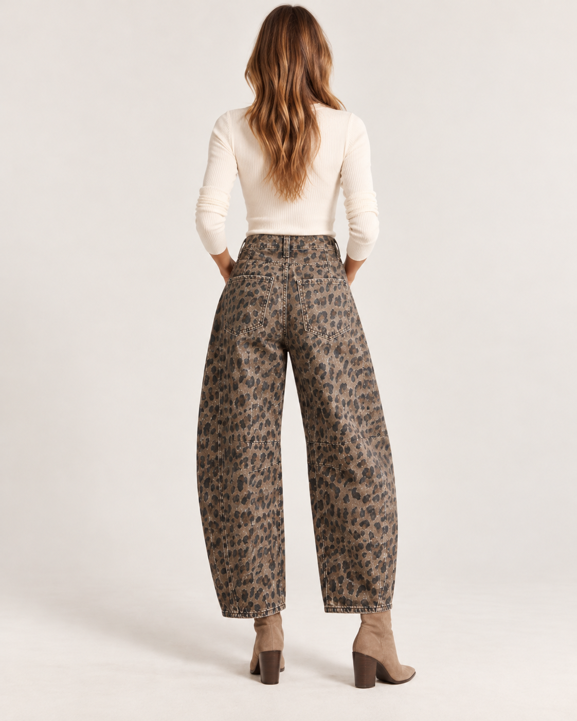Metamorphosis High-Rise Leopard Utility Barrel Jeans
