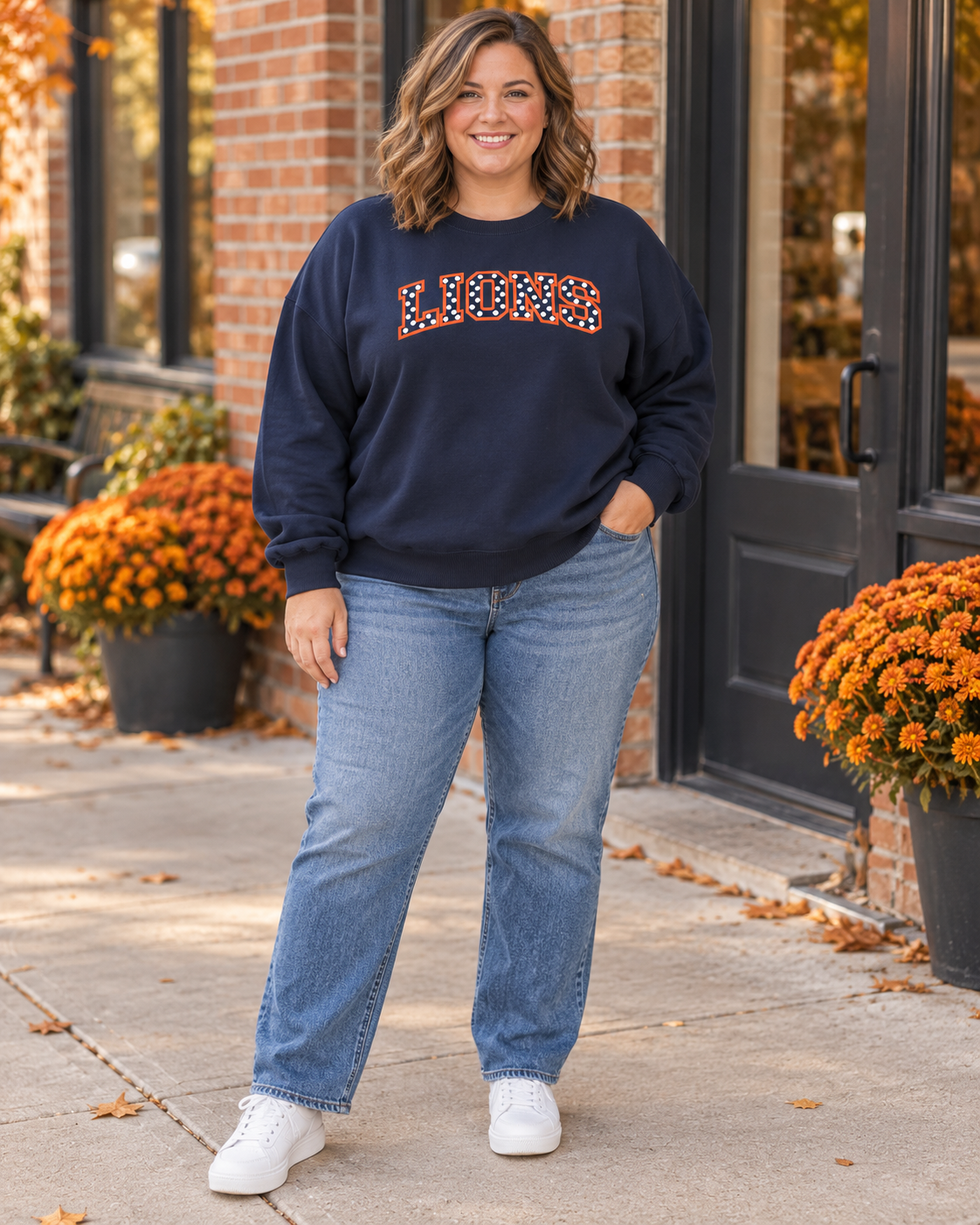 Carterville Lions Polka Dot Crewneck Sweatshirt Plus Size