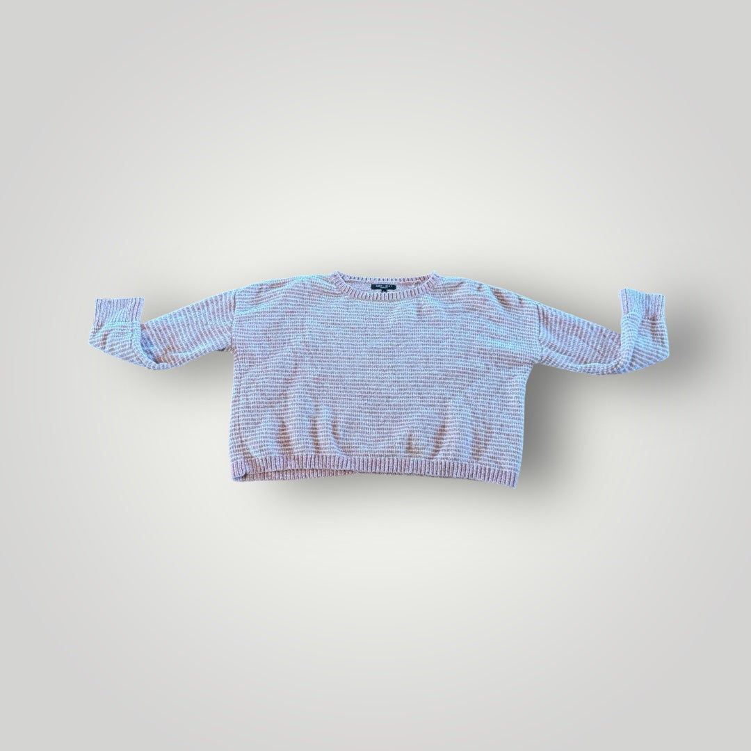 Romeo & Juliet Burnt Orande & Cream Waffle Knit Cropped Sweater Size Large