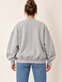 Acid Wash Mock Neck Oversized Sweatshirt