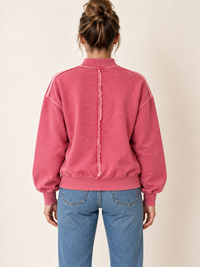 Acid Wash Mock Neck Oversized Sweatshirt