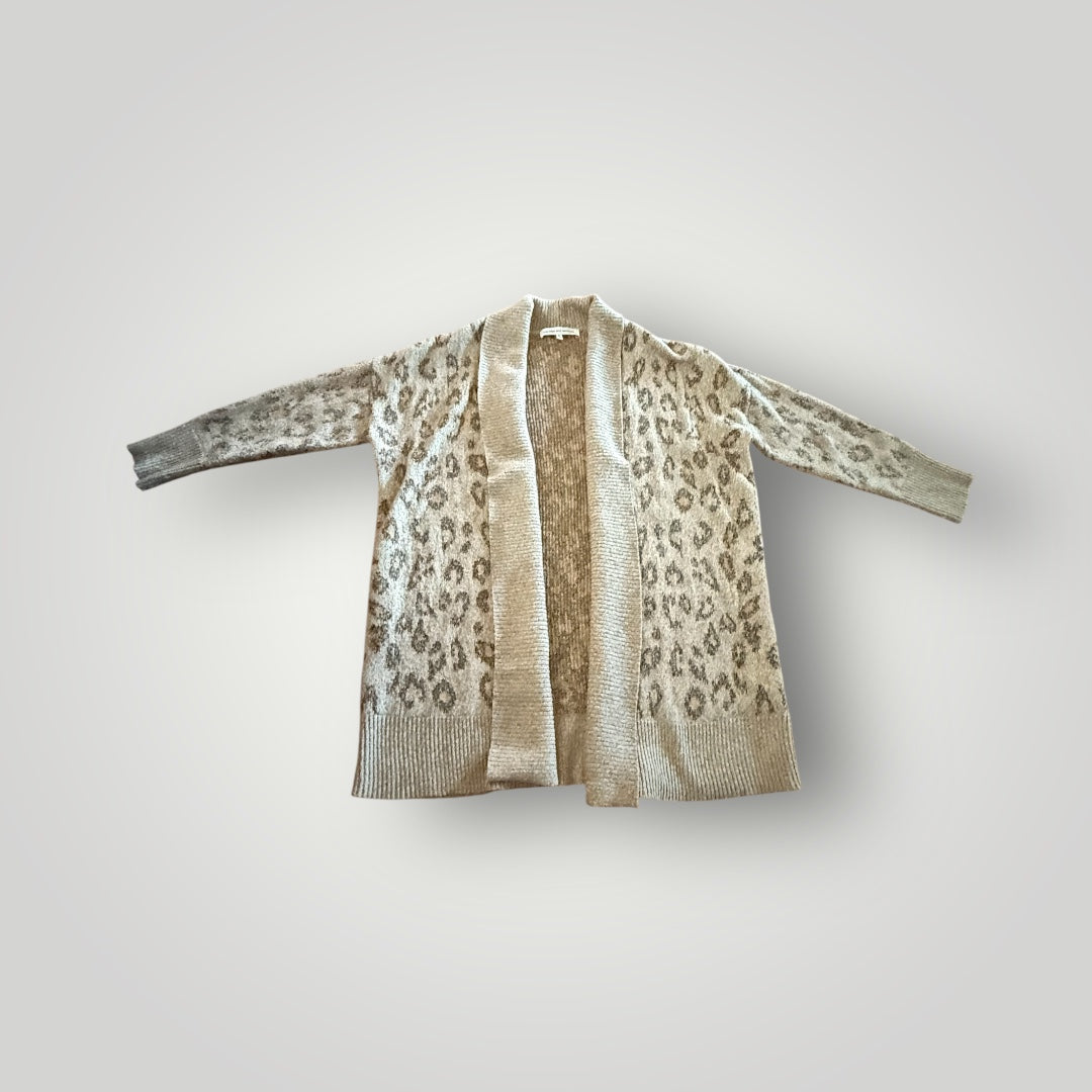 Cupcakes and Cashmere Leopard Knit Cardigan Size Small