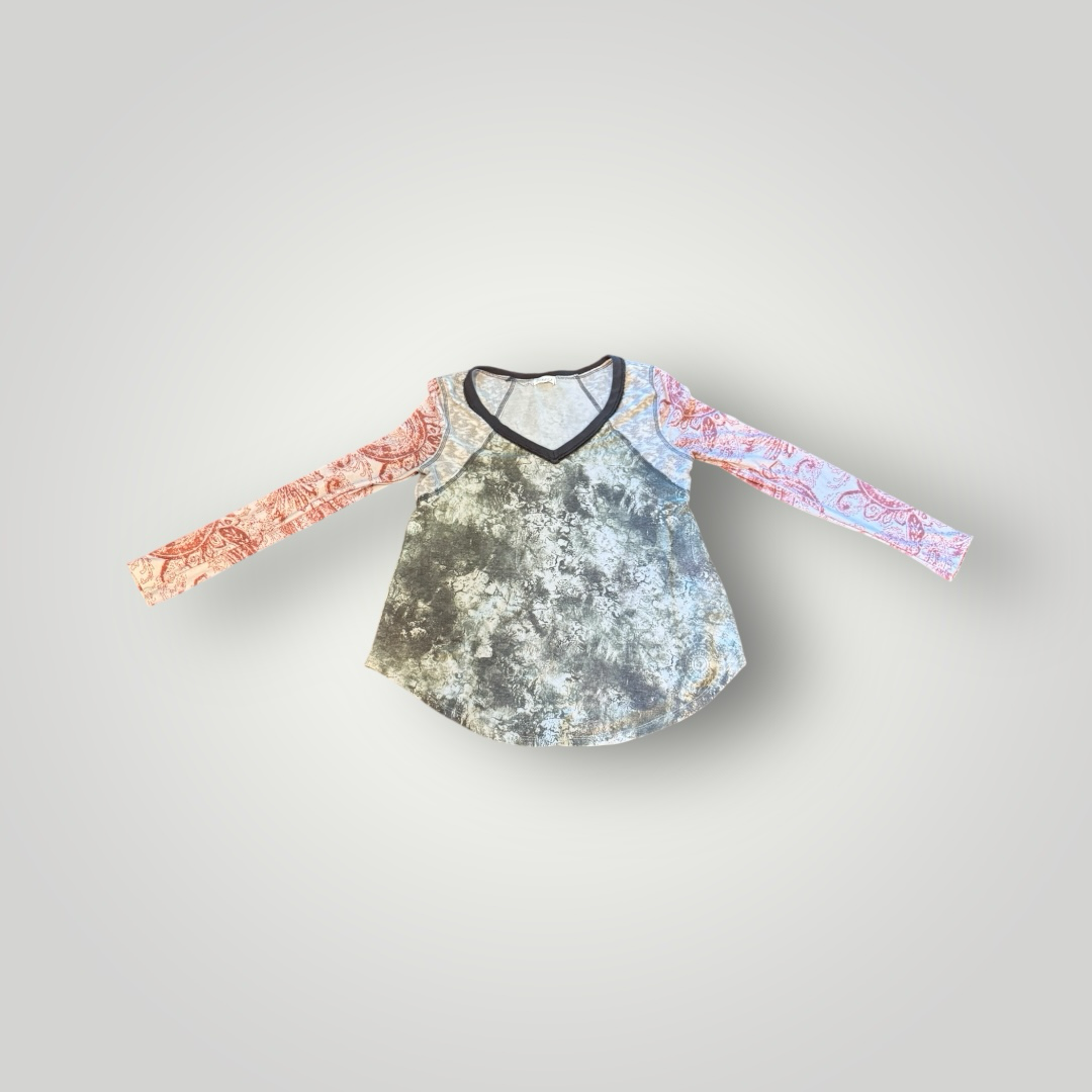 Bucket List Mixed Print Long Sleeve Top Size b vs