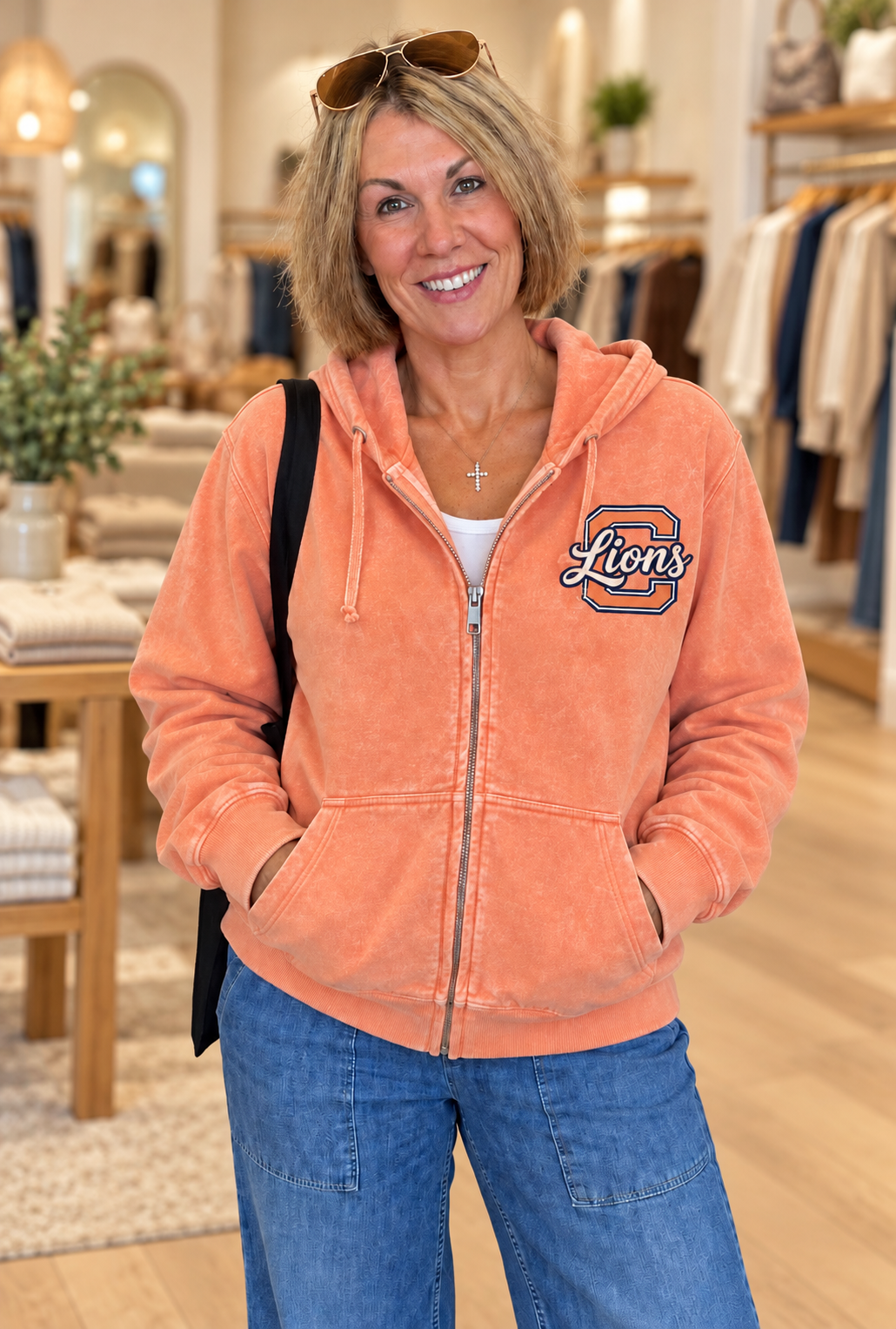 Carterville Lions Vintage Orange Zip-Up Hoodie