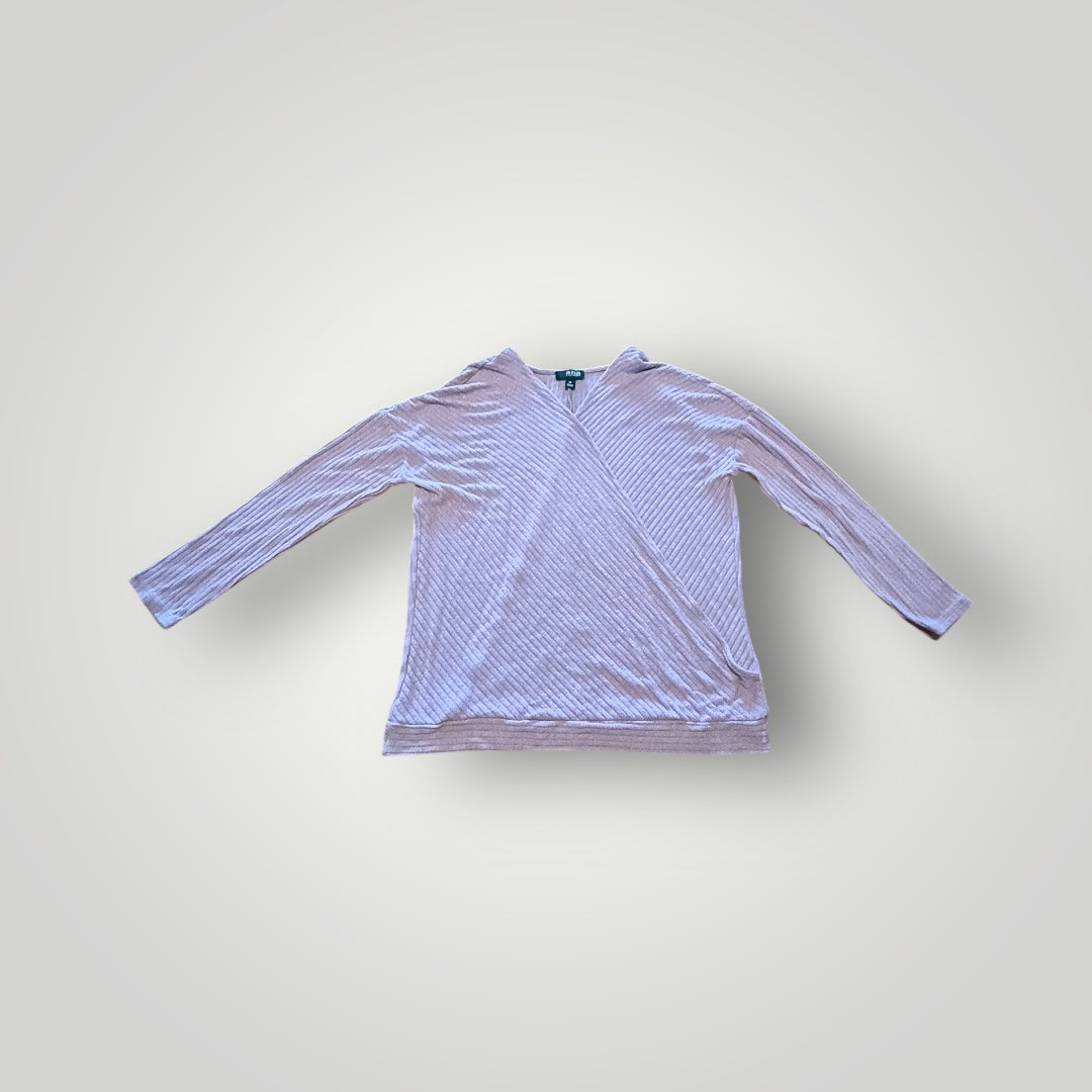 Ana Rust V-Neck Tee with Crisscross Detail Size Medium