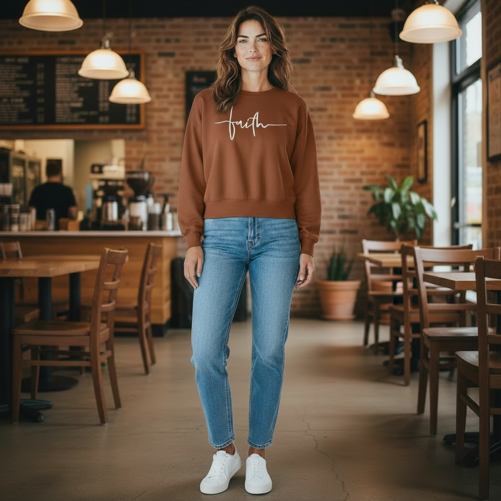Faith Script Graphic  Crop Sweatshirt