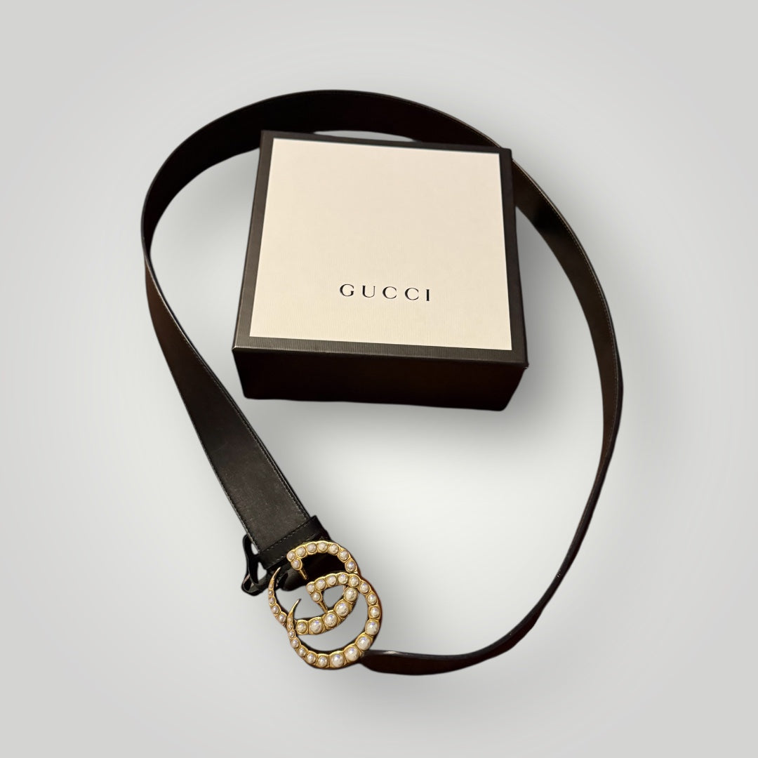 Luxurious black Leather Belt Women's Med Large