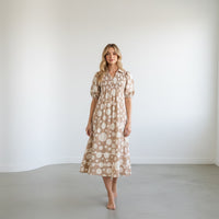 Polka Dot Puff Sleeve Midi Dress
