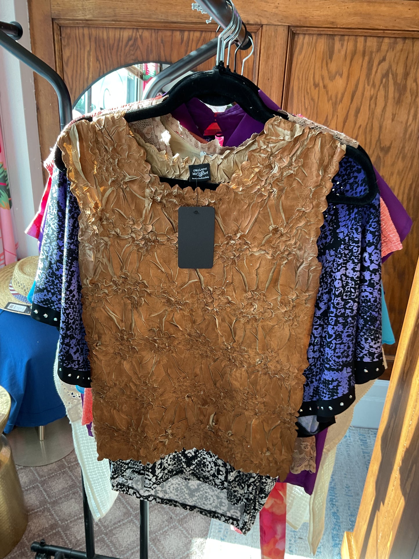 brown Origami Magic scarf tank, OSFM